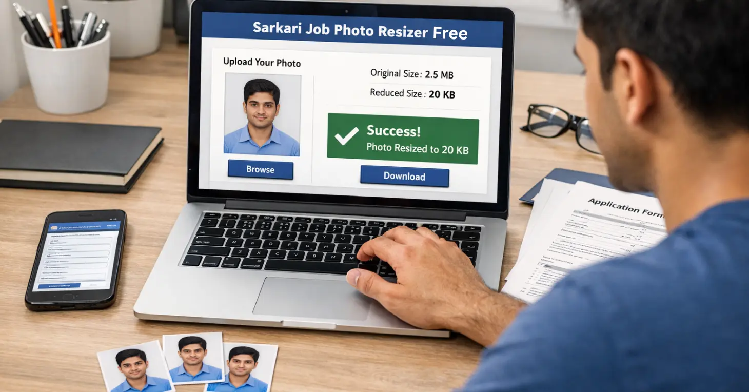 Sarkari Job Photo Resizer & Compressor Free Tool