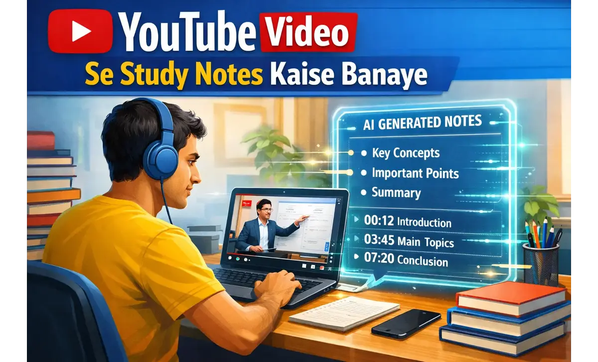 YouTube Video Se Study Notes Kaise Banaye? (Top 3 Free AI Tools 2026)